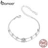 Bamoer 0.5CT Halo Moissanite Bracelet Double-layer Starry Chain Link for Women Engagement 925 Sterling Silver Jewelry Gift