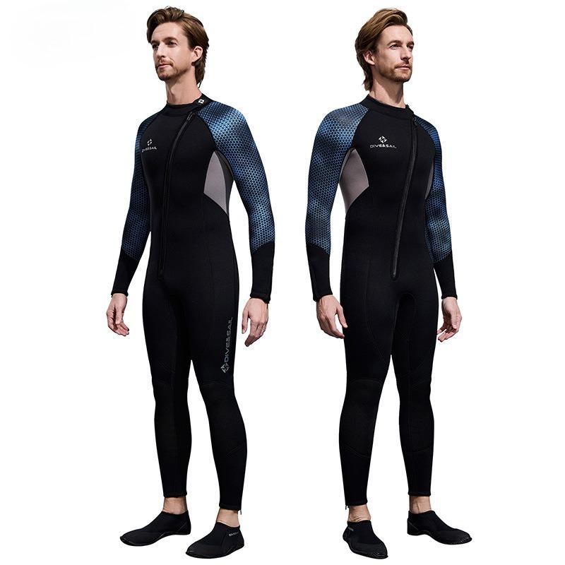 Wetsuit Men's Warm One-piece Cold-proof Wetsuit Snorkeling Swimming Scuba Diving3MM Warm One-piece Front Open Zipper