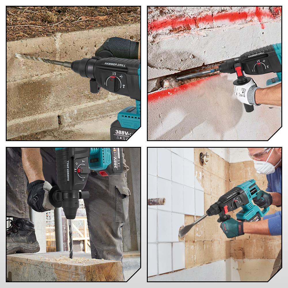 Yofidra 26MM Бесщеточный электрический перфоратор Многофункциональный роторный беспроводной перезаряжаемый электроинструмент для аккумулятора 21 В 18 В