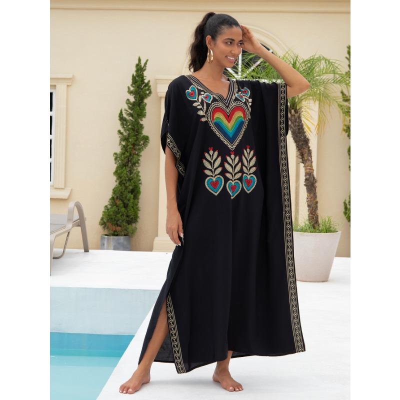 Женская мода лето весна Love Letter Print рукава 1/2 V-образный вырез свободная талия повседневные платья