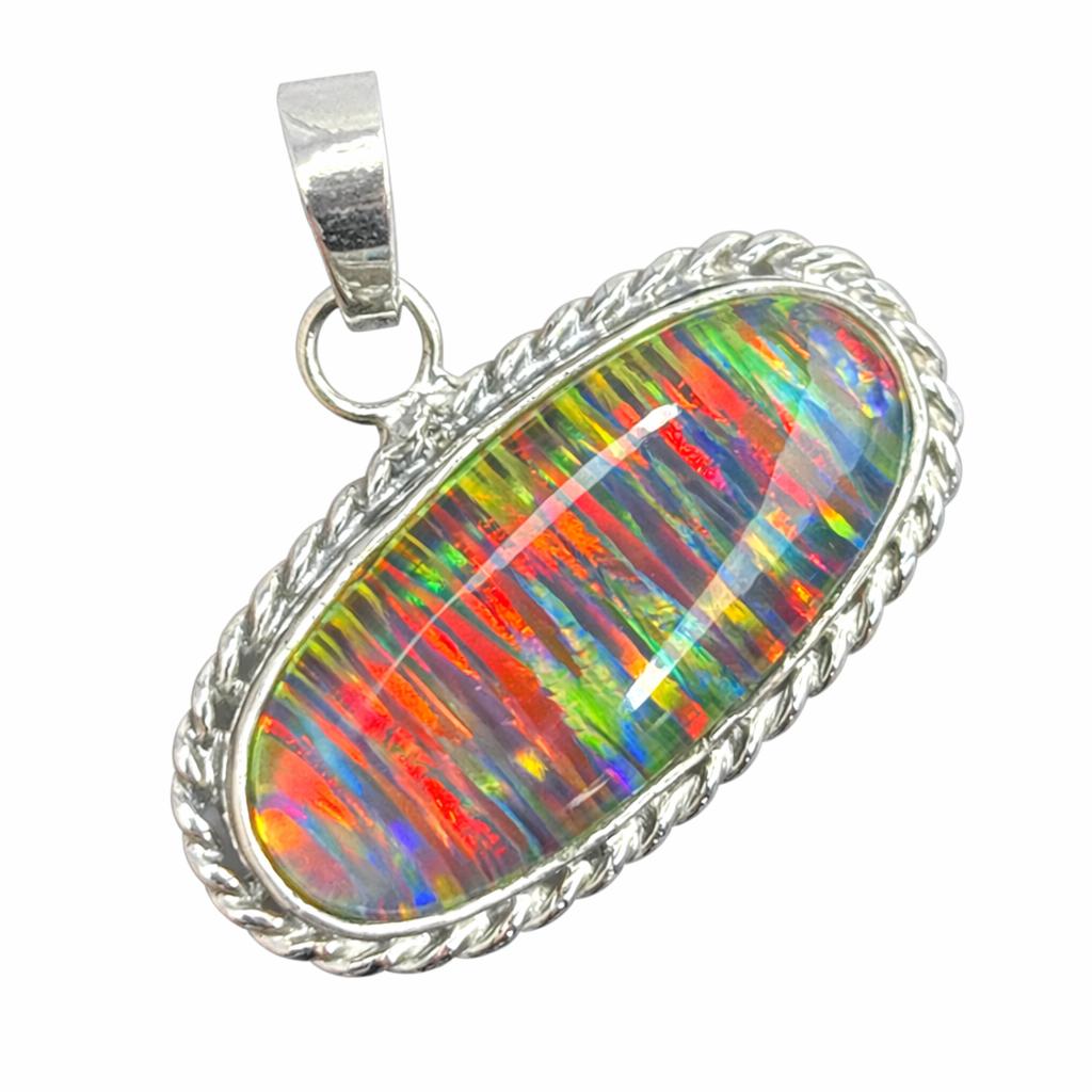 Natural Multicolor Opal 29 Ct 925 Sterling Silver Pendant Gift For Mom