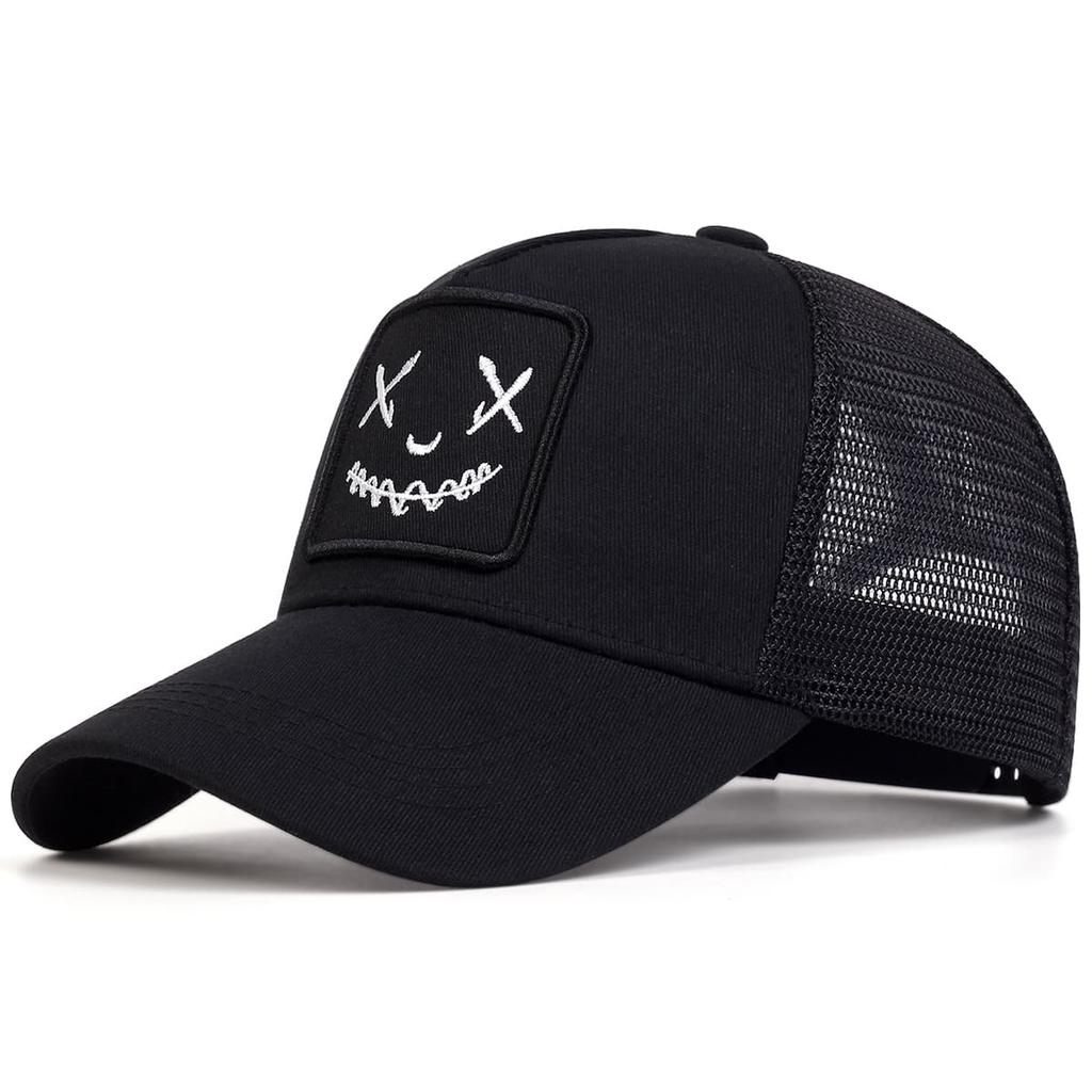 Unisex XX Smiling Face Embroidery Baseball Net Caps Spring and Summer Outdoor Adjustable Casual Hats Sunscreen Hat