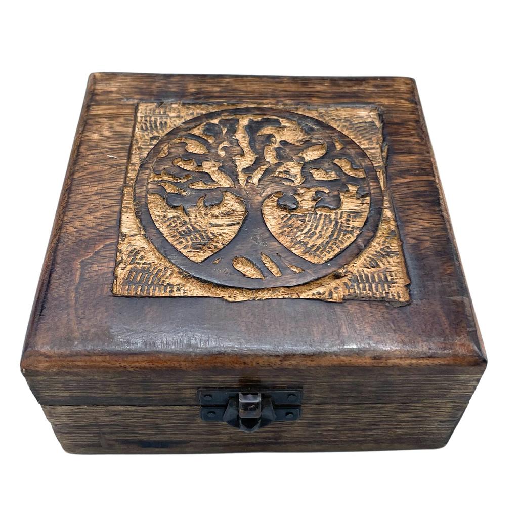 Square Wooden Keepsake Box - Tree of Life 13x13x6cm
