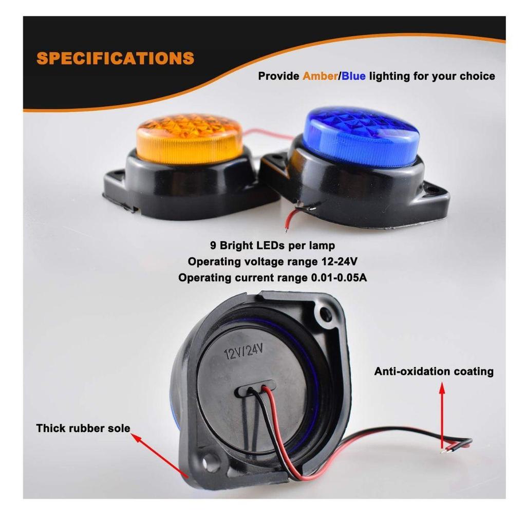 8 шт. 24 В светодиодные синие габаритные огни для прицепов – Водонепроницаемые круглые габаритные огни для полуприцепов, Freightliner, грузовых и универсальных прицепов