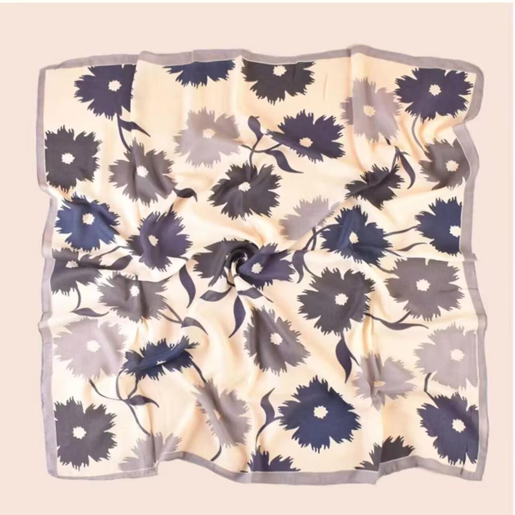 Women'S Spring And Autumn New Cotton Linen Flower Letter Cotton Linen Herringbone Silk Scarf Square Scarf Professional Scarf Scarf