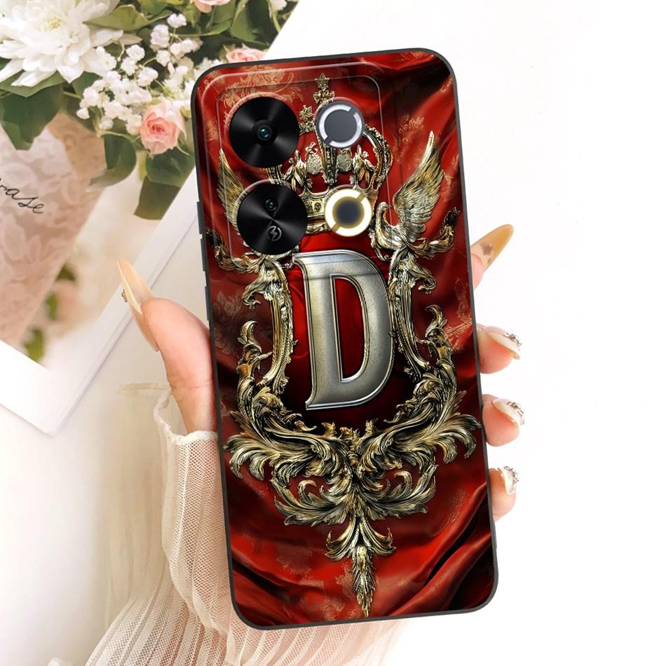 For ITEL P65 Feather Crown Initial Letter Phone Case For Itel P671L ItelP65 Shockproof Soft Silicone Covers Bumpers