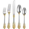 Luxury 20 Piece 18/10 Stainless Steel Cutlery Set, 4-person Service, Silver Plated with Gold, Exquisite Silverware Set