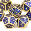 7 шт. синие, золотые стандартные металлические кубики, набор твердых металлических многогранных кубиков, подходящий для ролевой игры, настольной игры, карточной игры