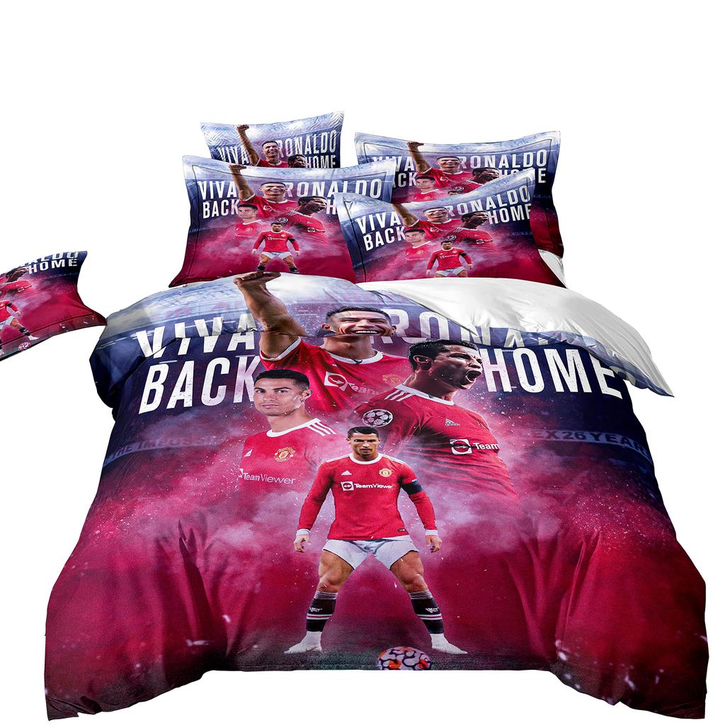 Duvet Cover Luxurious Football Star Cri-stiano Ronaldo Printing Bedding Set Duvet Cover Bed Youth Kids Girl Boys Birthday Gift