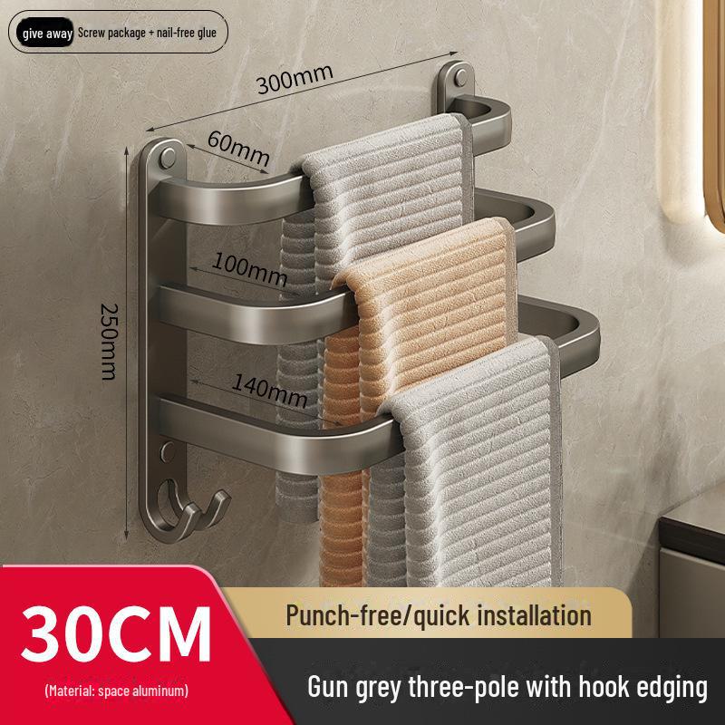 Алюминиевая настенная вешалка для полотенец без отверстий и полка для хранения вещей для кухни и ванной комнаты