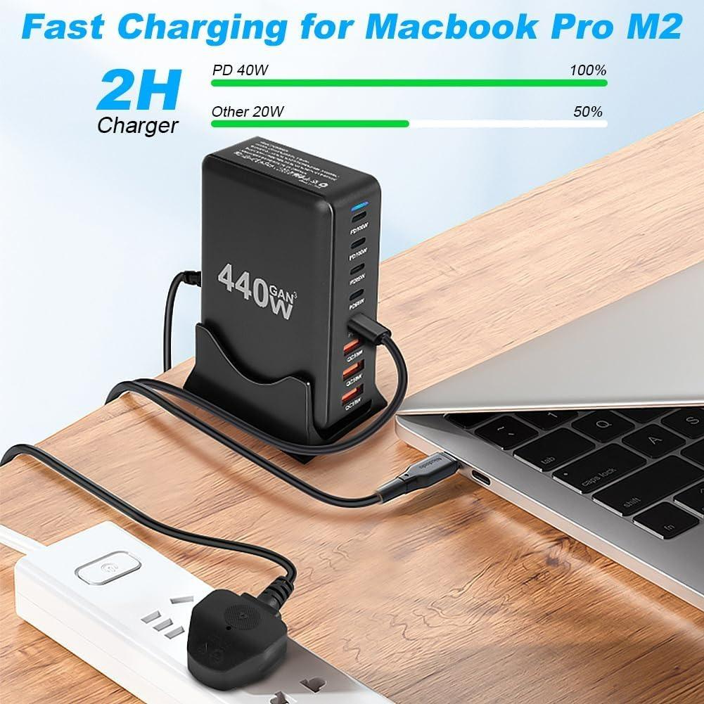 НОВОЕ 440 Вт Gan Fast Charge 3.0 USB Type C быстрое зарядное устройство мобильное 8-портовое 5C 3A PD зарядное устройство удобное для переноски планшета зарядное устройство для телефона