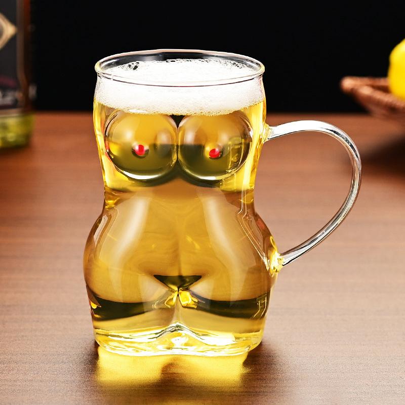 Glass Beer Mug Creative Women Body Shaped Beer Glasses Water Cup Sexy Beer Mug Cocktail Glass Pub Drinking Mugs Beer Cup