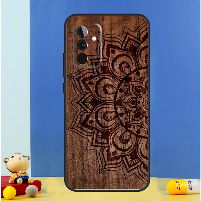 Деревянный чехол-мандала с цветочным узором для Samsung Galaxy A32 A52 A22 A12 A14 A24 A34 A54 A15 A25 A71 A51 A13 A33 A53