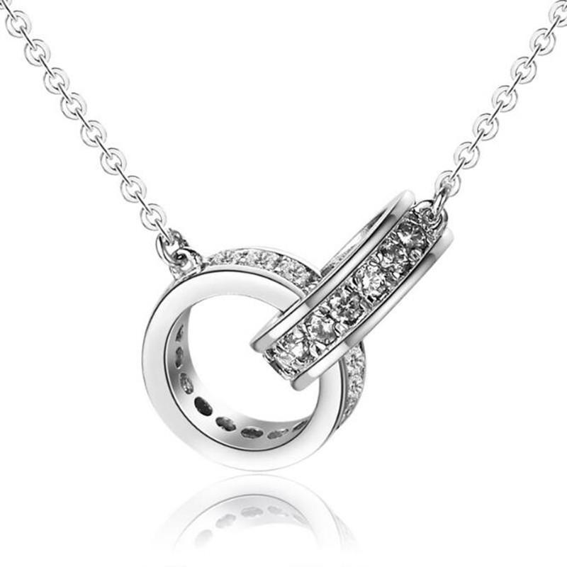 925 Silver Jewelry Version Of The New Simple Fashion Bicyclic Brilliant Clavicle Chain Pendant Necklaces XL007