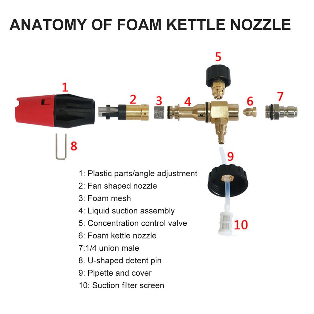 Аксессуары для мойки автомобилей, пенная пушка высокого давления, пенная насадка для снега, быстрое соединение 1/4 для водяного пистолета для мойки автомобилей