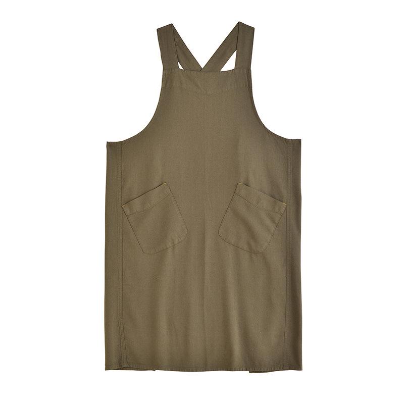 Хлопковый льняной кухонный фартук с карманами для повара, садоводства, работы с крестообразной спиной, для женщин и мужчин, с большим передником, для выпечки, кулинарии
