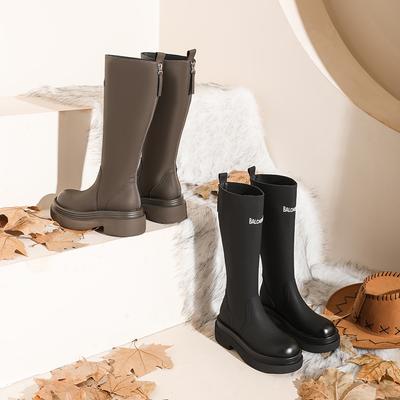 Парижские ботинки с алфавитом Женские ботинки 2025 Осень и зима Ботинки на молнии Женские высокие ботинки Облегающие ботинки в стиле рыцаря Ботинки Женские ботинки