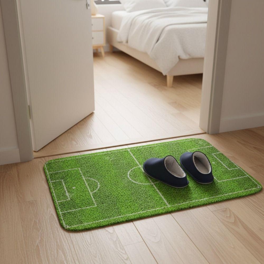 Flannel Football Field Floor Mat Non-slip Bath Mat Home Decor Small Rug  Bathroom