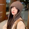 2020Japanese Ear Protection Knit Hat Winter Warm Cold Proof Flying Cap Solid Color Woolen Crochet Bonnet Korean Women Beanie