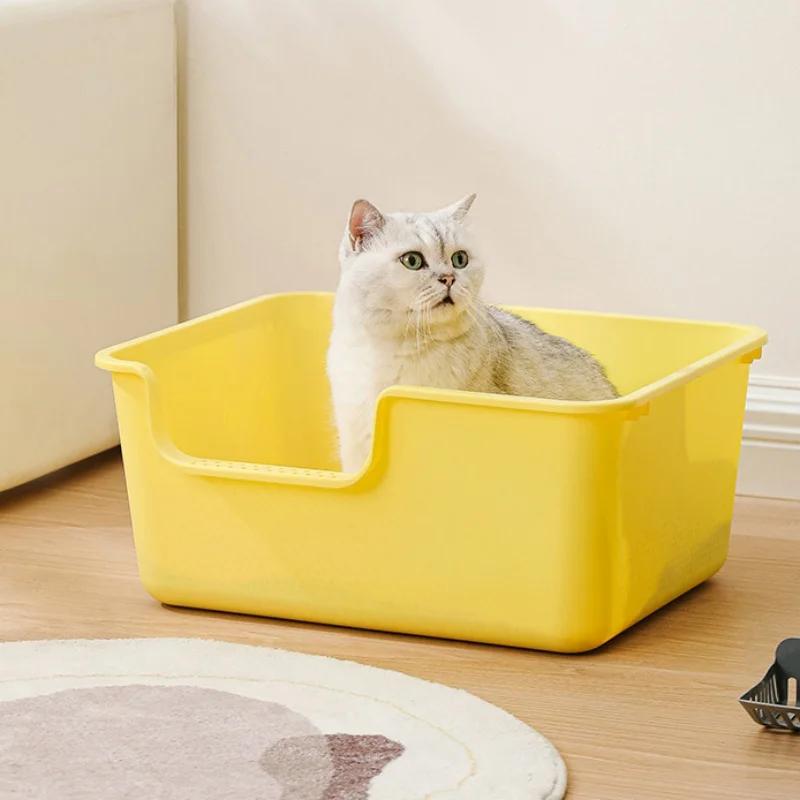 Полузакрытая песочница для кошек с высокими бортами, большой кошачий туалет, непроливающийся лоток для кошек и котят, мелких животных