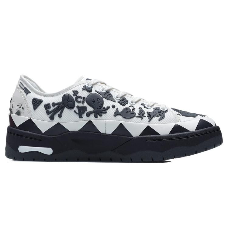 Li Ning CF Pursuit Легкие, Нескользящие и Износостойкие Низкие Скейтбордические Кроссовки Унисекс Белый Серый AGLR216-3