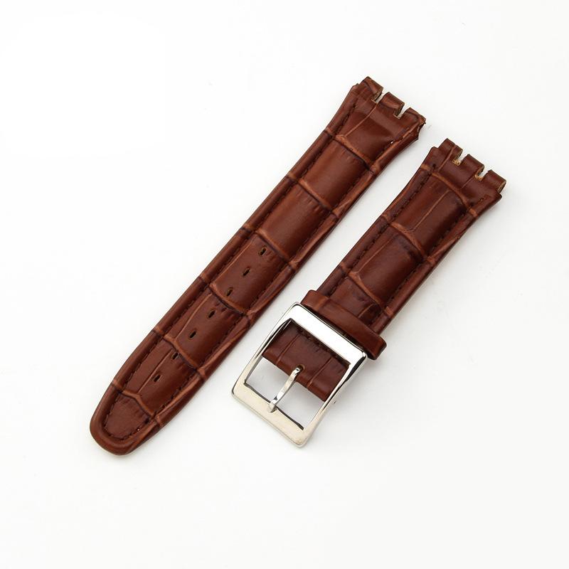 17 мм 19 мм Ремешок для часов из натуральной кожи для Swatch YCS YAS YGS Браслет с пряжкой-пином Мужской Спортивный Водонепроницаемый Ремешок для часов