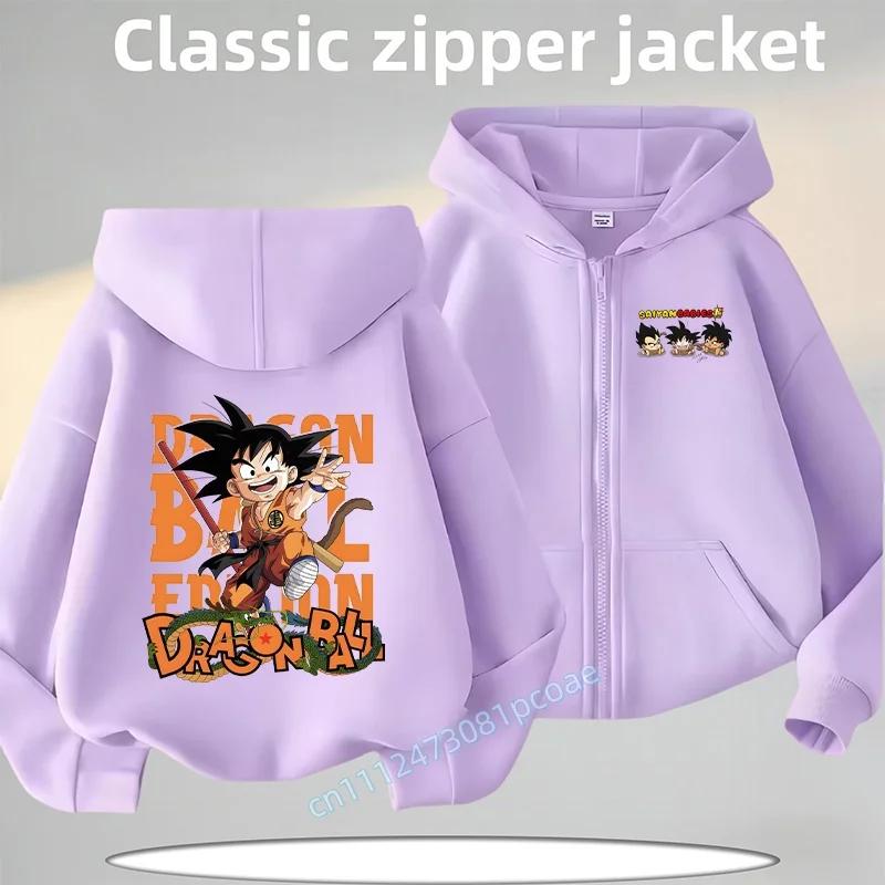 2026 Новый дизайн Пальто Dragon Ball Осень-Зима для Детей на Молнии, Кофта-Пуловер для Мальчиков, Повседневная Рубашка, Мультяшный Принт