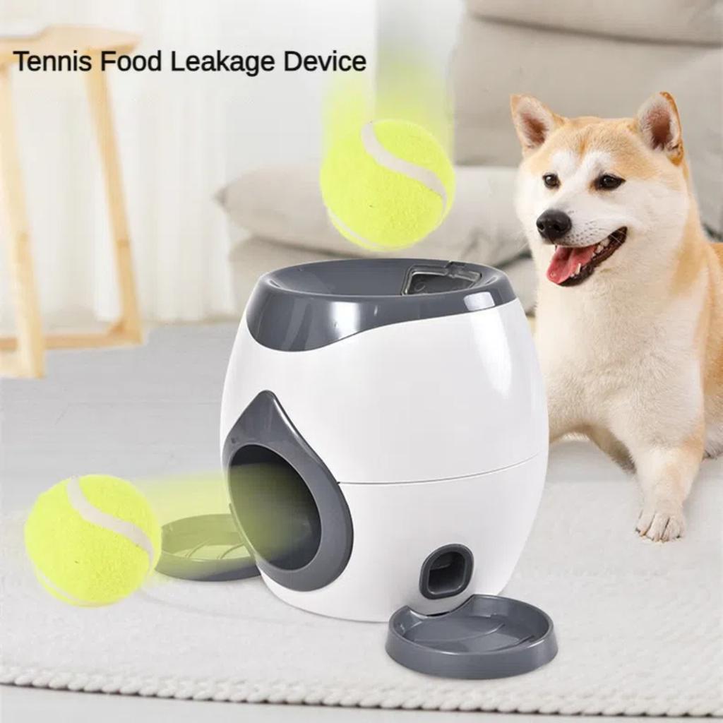 2-in-1 Automatic Pet Feeder and Tennis Ball Launcher, Training Reward Machine for Dogs