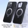 For iPhone 12/12 Pro Case Kickstand Protective Cover Carbon Fiber Texture Compatible with MagSafe
