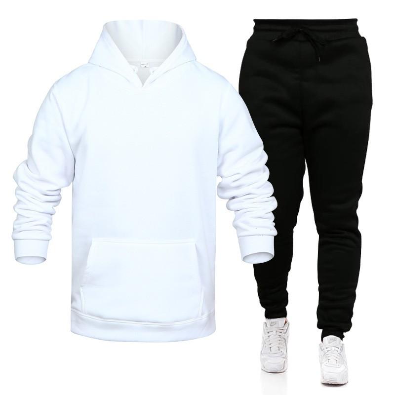 Mens Hooded Tracksuit Athletic Streetwear Casual Sweatshirt Set Fall Winter