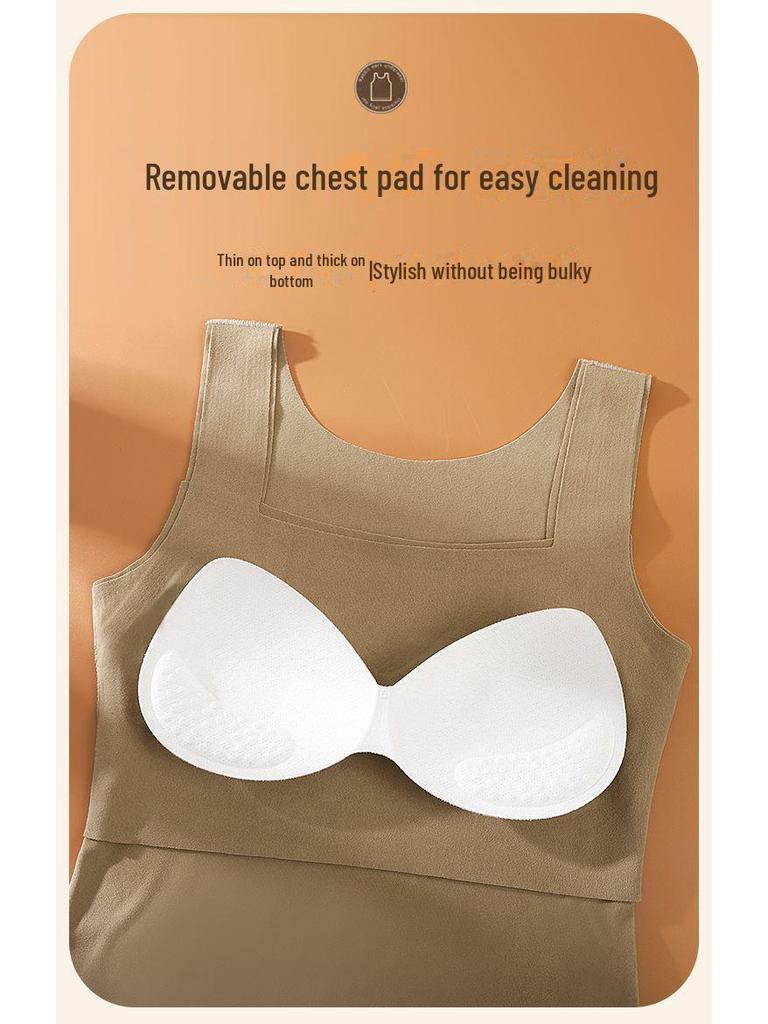 Женский бесшовный приталенный теплый жилет: Немецкий флис, нагрудник, шлифованный, утолщенный, осенне-зимнее нижнее белье