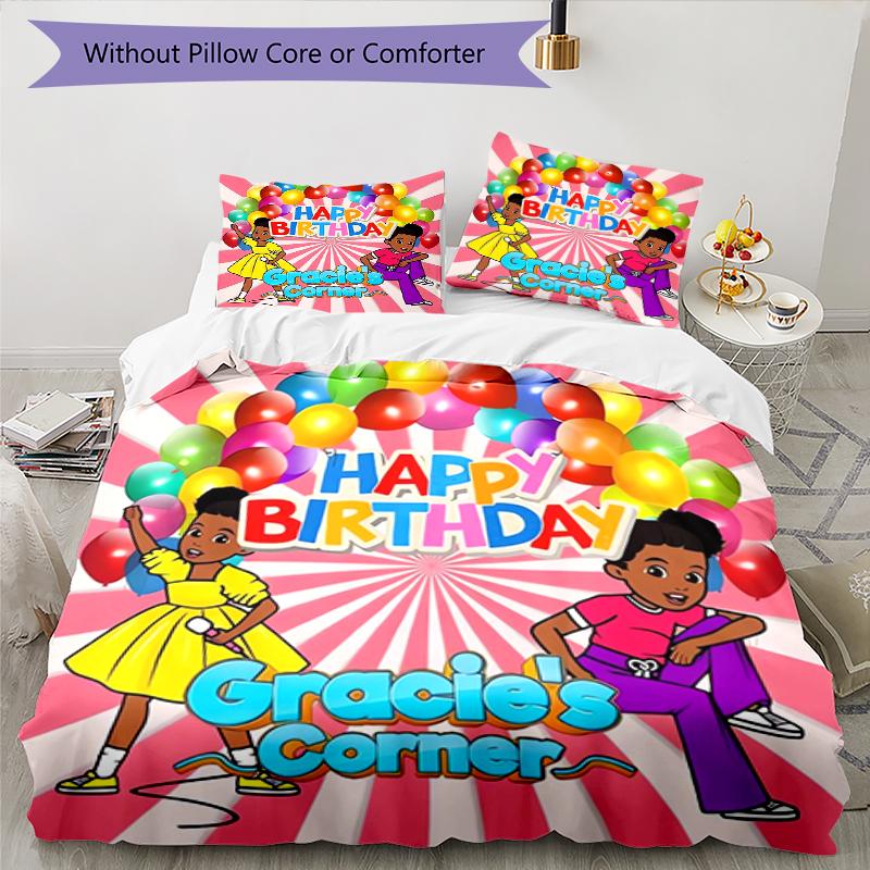3pcs Gracie's Corner1 pattern bedding set duvet cover set includes duvet cover &pillowcases, perfect all season bedroom decoration & gift
