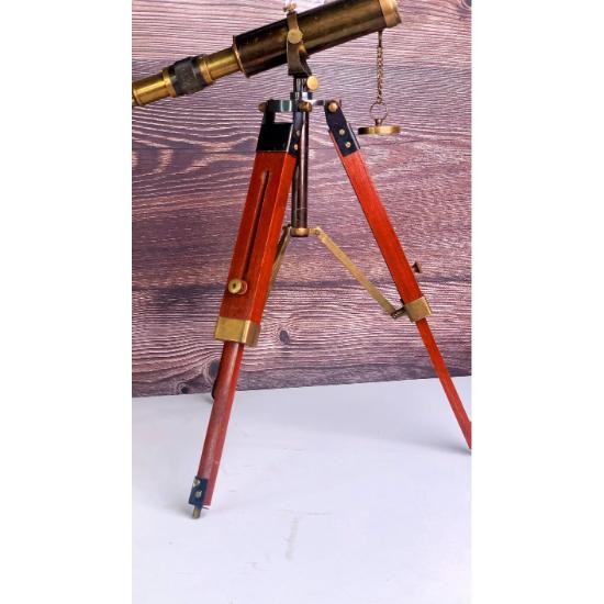 Телескоп из латуни с подставкой, морской телескоп с деревянным штативом, телескоп на подставке в винтажном стиле для полки, подарок на День святого Валентина,