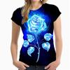 2024 Women's T Shirts 3d Rose Print Beautiful T-shirts Ladies Fashion Tees Female Clothing Short Sleeved Tops