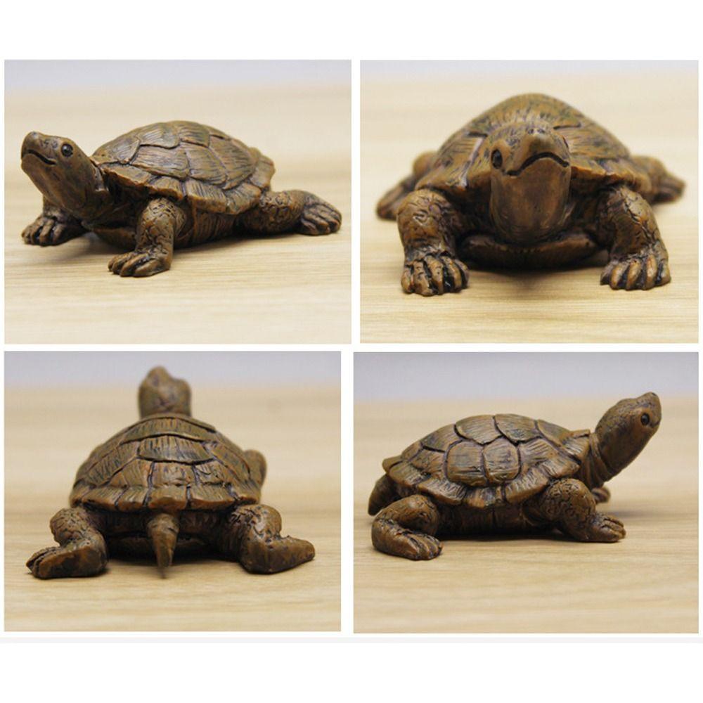 2pcs Handmade Crafts Tortoise Resin Craft Miniature Tortoise Figurine Car Home Decoration