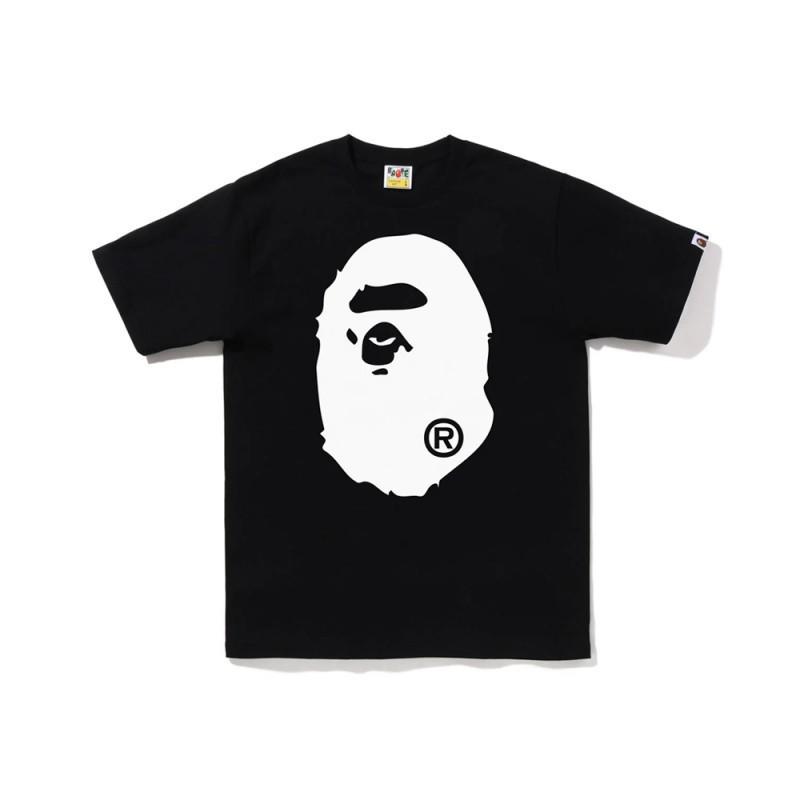 2026 BAPE Камуфляж с головой обезьяны Графическая футболка Унисекс Короткий рукав Круглый вырез Хлопковая футболка Мужчины Женщины