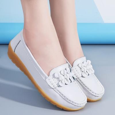 Весенне-осенние новые туфли для медсестер, повседневная женская обувь на плоском каблуке, туфли-бобы, обувь для мам, одинарные туфли с вырезами