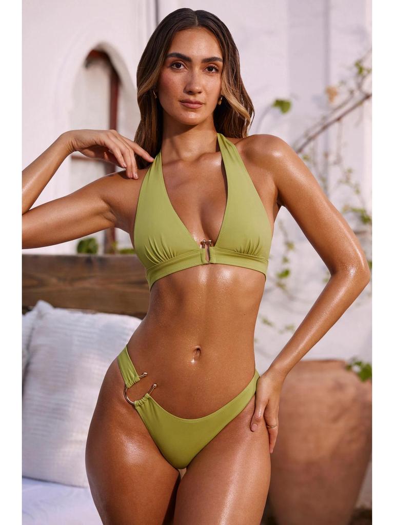 Sina 2024 Women's Sexy Solid Color U-Buckle Bikini Set