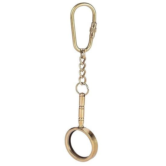Brass Magnifying Glass Keychains Showpiece Desktop Collectible Keyrings For Gift