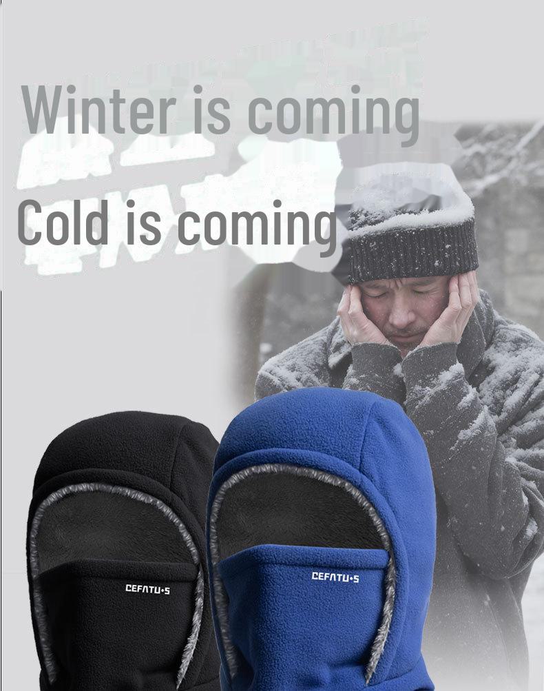 Winter Cycling Windproof Hat and Mask with Velvet Earmuffs