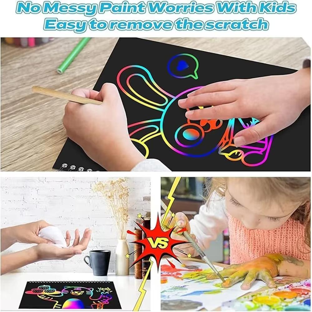 DIY Coloring Books Rainbow Drawing Board Cartoon Magic Scratch Paper for Kids