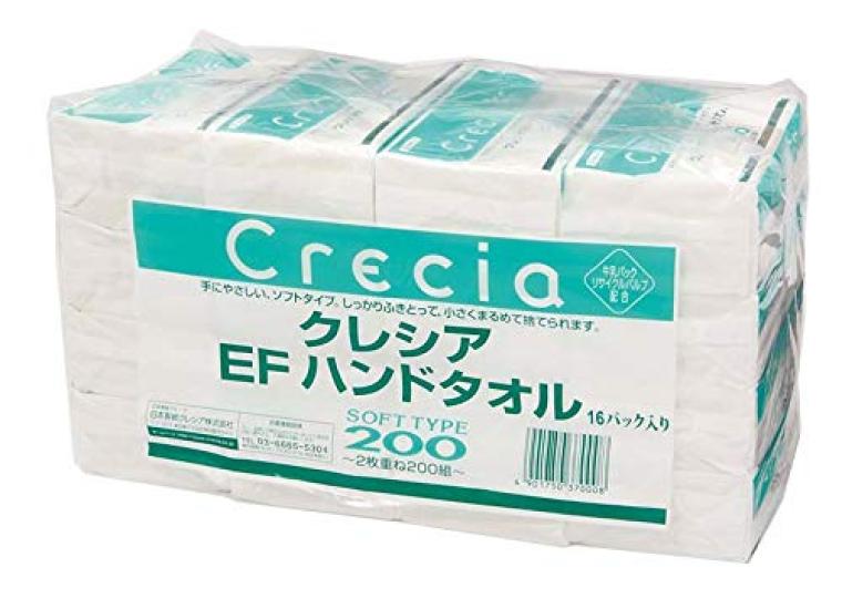 Nippon Paper Crecia Crecia EF Ручные полотенца, Двухслойные, Мягкий тип, 200 полотенец x 16 упаковок