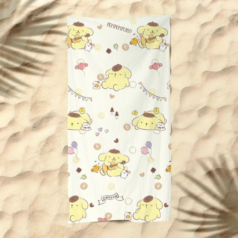 Cute Cartoon Kitten Printed Microfiber Beach Towel Quick Dry Soft Bath Towel For Kids Seaside Swimming
