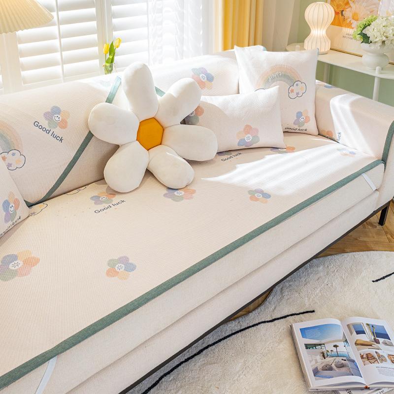 Cartoon Ice Rattan Sofa Cushion Cool Mat Cool Cushion Ice Silk Mat Washable Summer Sofa Cover Cover Cushion Cover Cloth Towel Mat