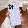 Ins Корейский Сине-белый Клетчатый Чехол для Телефона для iPhone 17,16,15,14,13,12,11 Plus,Pro,Max,XR,XS,Plus,E,SE4,Mini Прозрачная Крышка