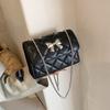 Embroidery Thread Pu Bag Fashionable Shoulder Bag Small Fresh Bow Small Square Bag Texture Chain Messenger Bag