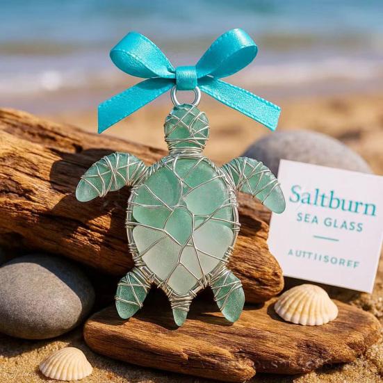 Yousheng Coastal Christmas Ornaments Ocean Themed Sea Glass Ornaments Acrylic Seahorse Dolphin Turtle Nautical Xmas Tree Ornament for Home Party Decor
