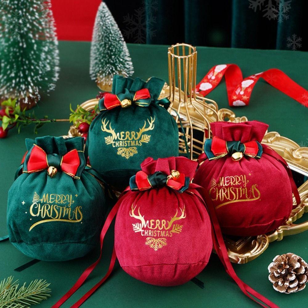 with Small Bell Christmas Cloth Bag Velvet Christmas Gift Bag Xmas Presents New Year