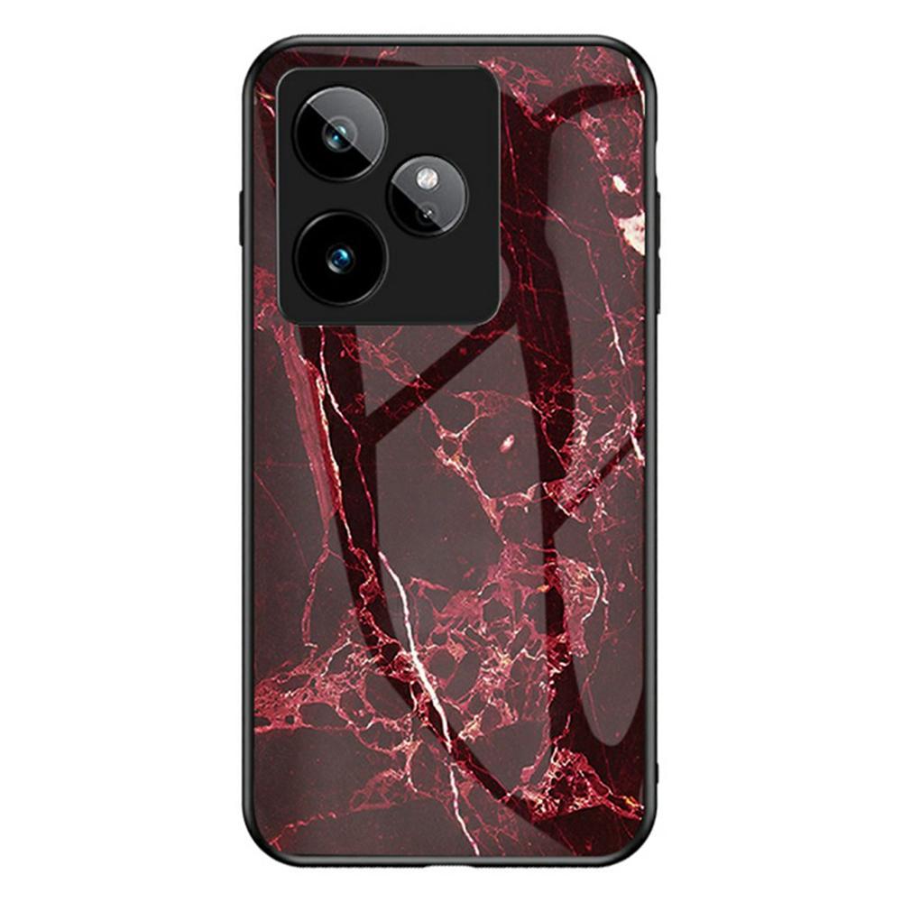 For Realme GT 7 5G Case Marble Pattern Tempered Glass+PC+TPU Protective Phone Cover