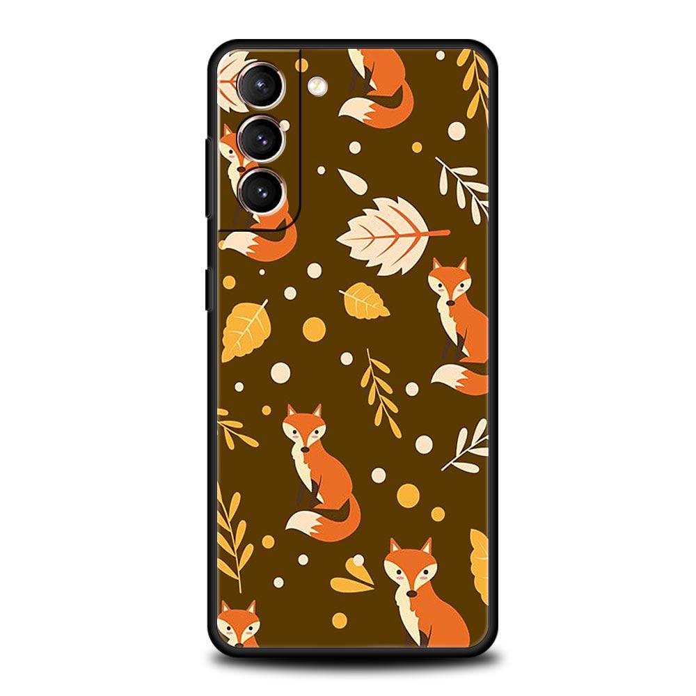 Чехол для телефона Samsung S24 S23 S22 Ultra S20 S21 FE 5G S10 S9 Plus S10E S8 S7 Edge Чехол листья падение лиса тыква Хэллоуин